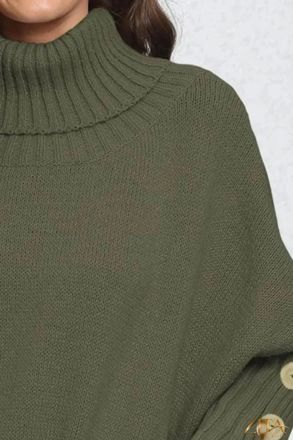 Trendsi turtleneck long sleeve sweater in cozy knit fabric, fitted design, and classic style perfect for layering or casual wear.