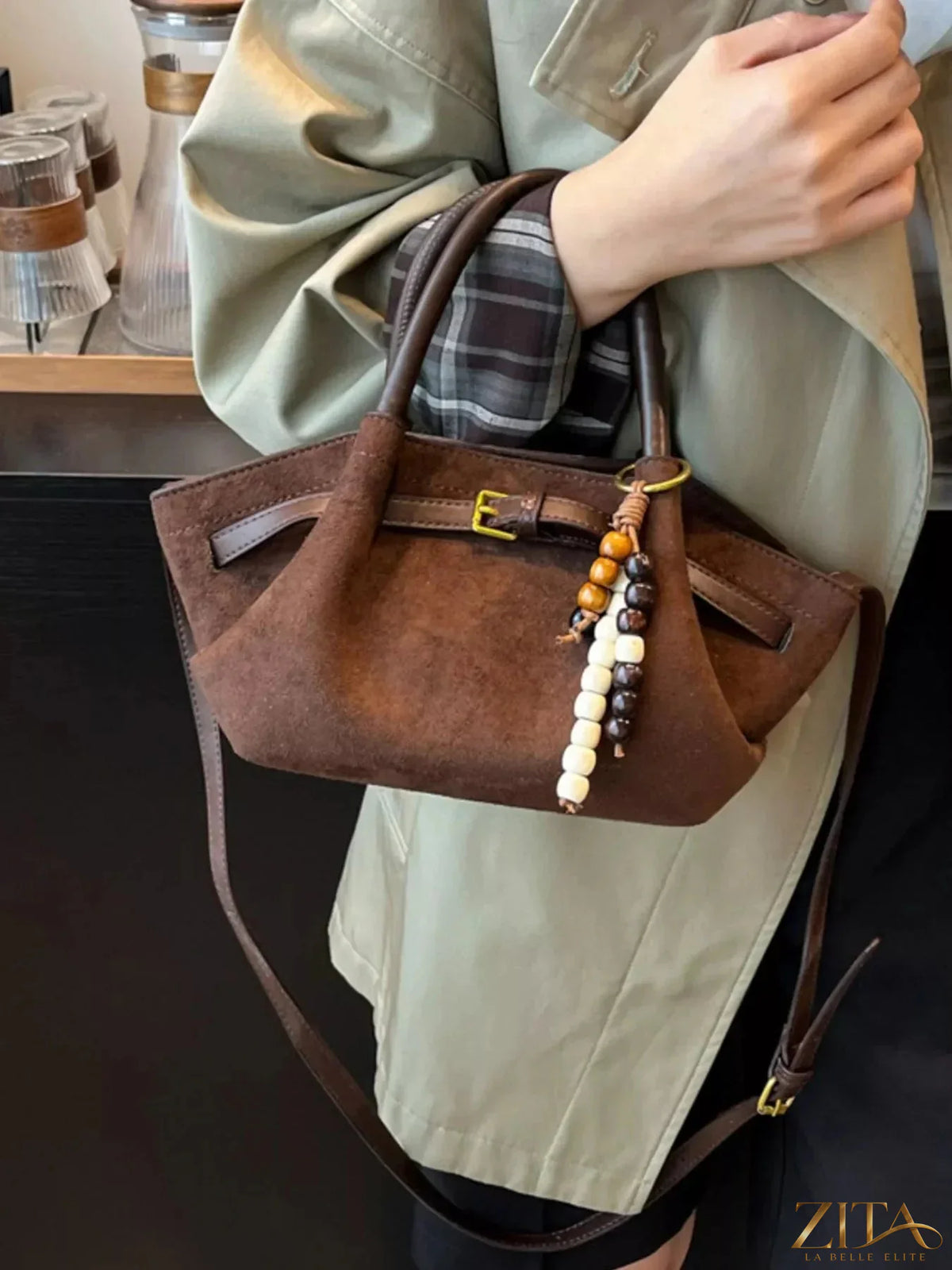 Zita La Belle Elite Buckle Decor Tote Bag with stylish buckle accents and spacious interior, perfect for everyday use.