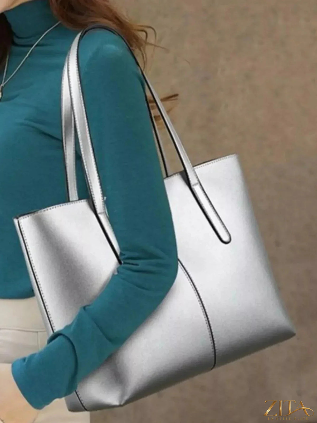 Zita La Belle Elite PU leather tote bag with spacious interior and sturdy handles, stylish and functional for everyday use.