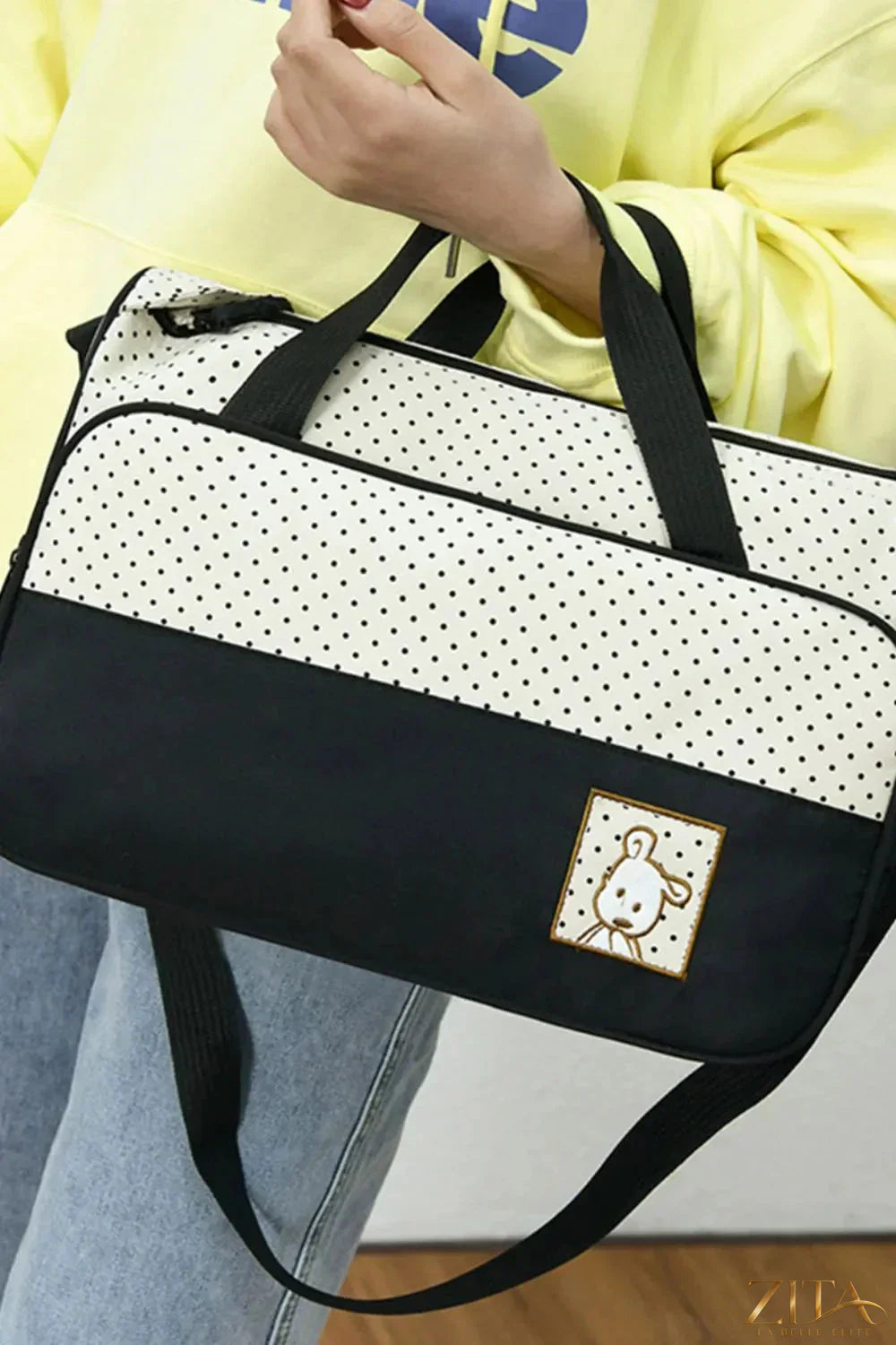 Zita La Belle Elite Oxford cloth contrast 4-piece bag set with stylish design and multiple compartments, ideal for travel or daily use.