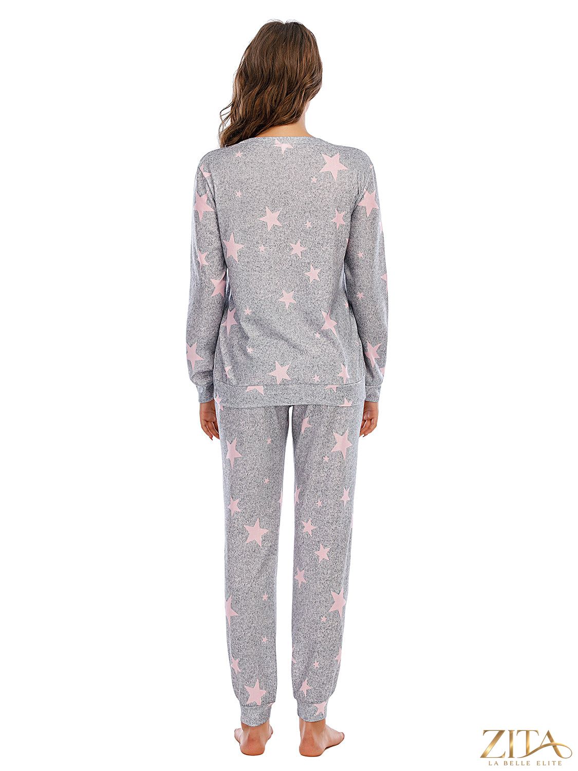 Zita La Belle Elite star print lounge set with a top and matching pants, comfortable and stylish loungewear for relaxed days.