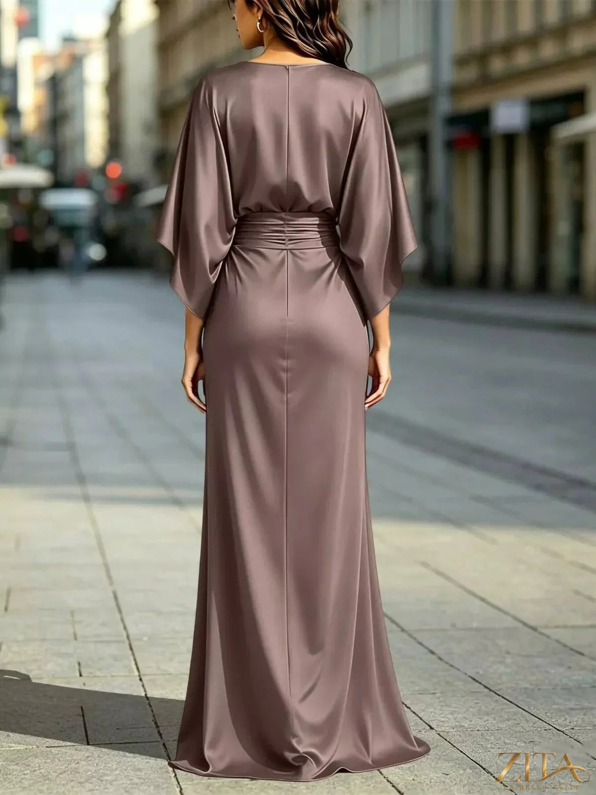 Zita La Belle Elite ruched waist maxi dress with pockets, flowing fabric, and a stylish silhouette for elegant everyday wear.