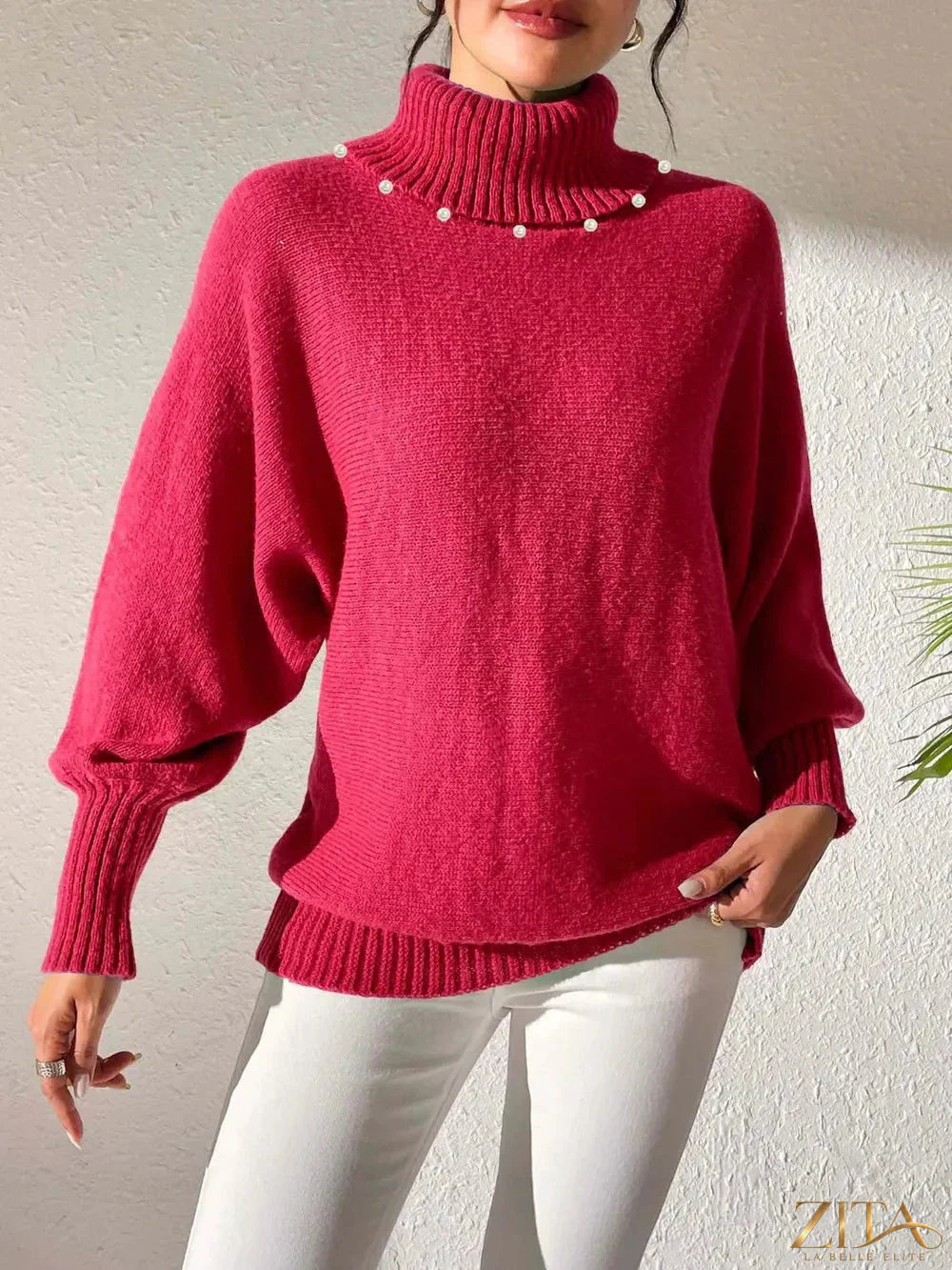Zita La Belle Elite turtleneck long sleeve sweater in cozy knit fabric, featuring a fitted design and classic style.
