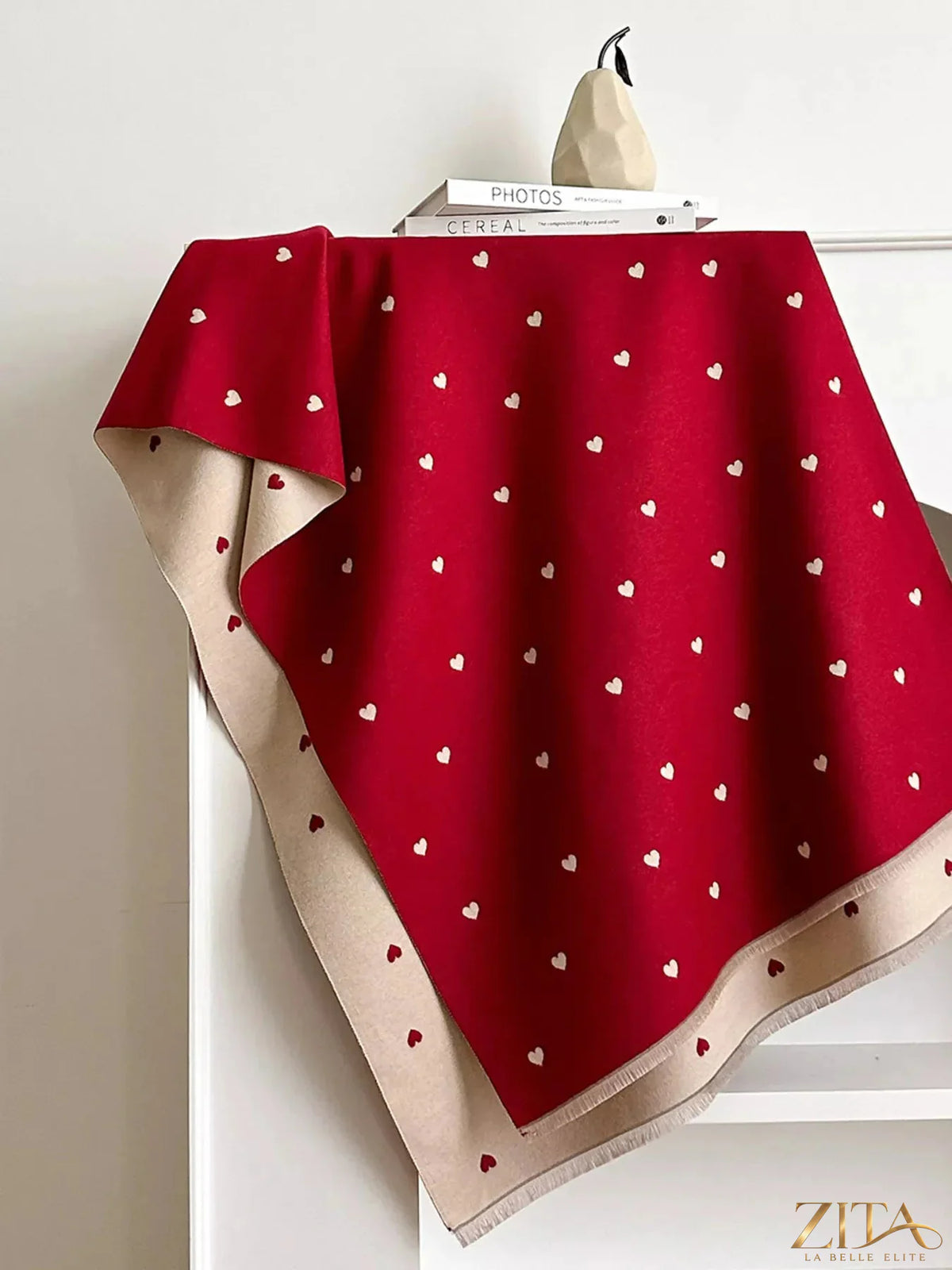 Heart Raw Hem Scarf by Zita La Belle Elite featuring soft fabric and a stylish raw hem design, ideal for adding a chic touch to outfits.