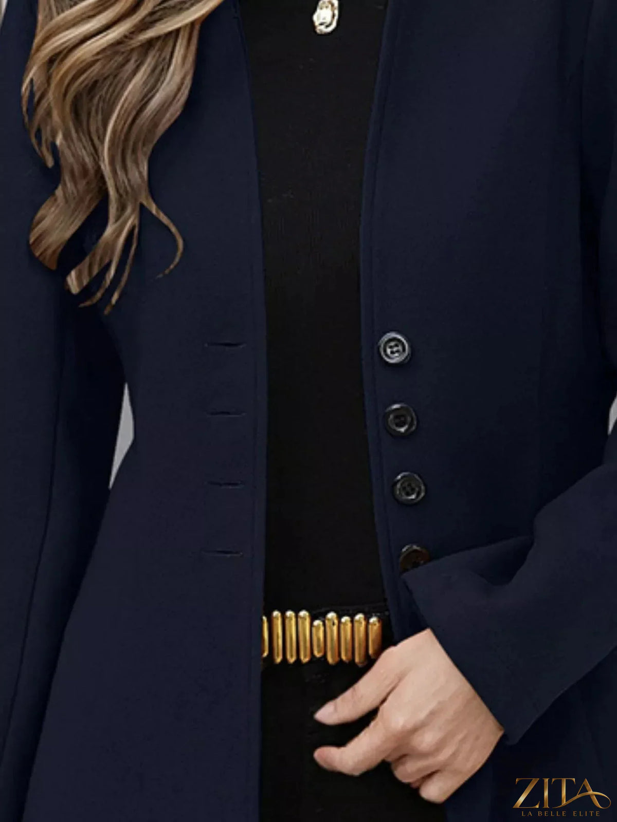Zita La Belle Elite button-up long sleeve coat in a stylish, tailored design with a classic collar and front button closure.