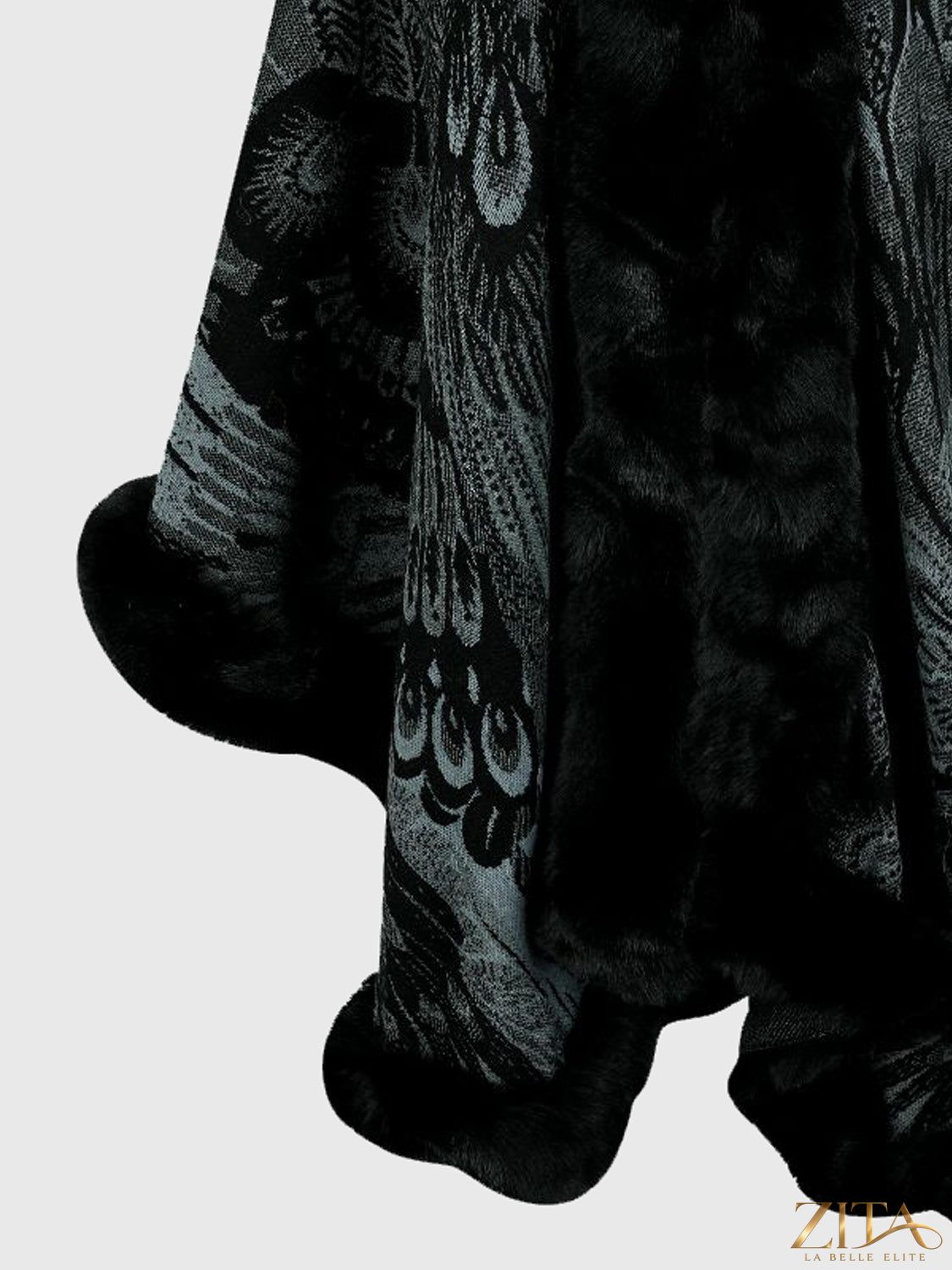 Printed open front poncho by Trendsi featuring a stylish, flowing design with vibrant patterns and soft fabric.