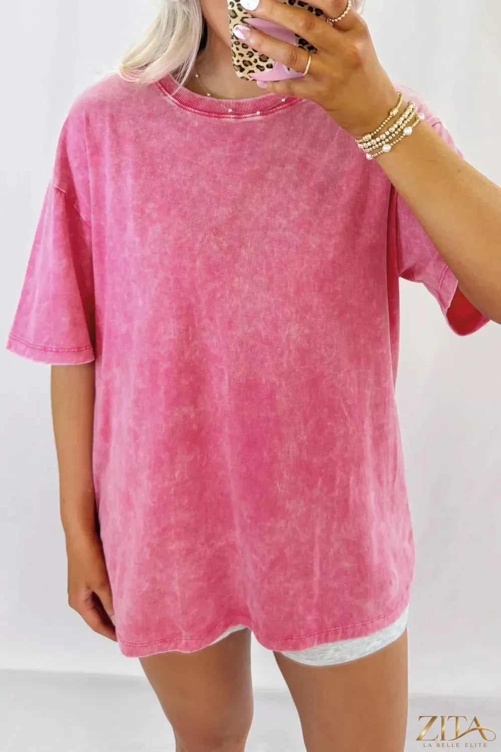 Mineral washed oversized T-shirt from Trendsi, soft fabric, relaxed fit, in a casual style, shown in a neutral color.