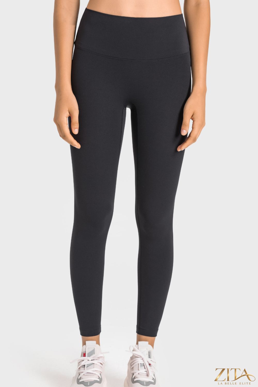 Millennia high-rise wide waistband yoga leggings in black, featuring a comfortable fit and smooth fabric for active wear.