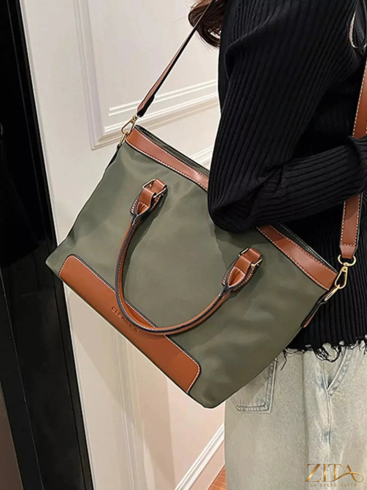Zita La Belle Elite PU leather tote bag with sturdy handles and spacious interior, stylish accessory for everyday use.