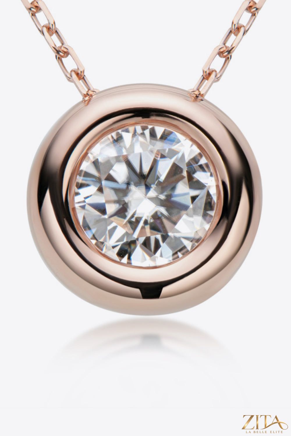 Sterling silver necklace featuring a 1-carat moissanite pendant from Zita La Belle Elite, elegant jewelry for special occasions