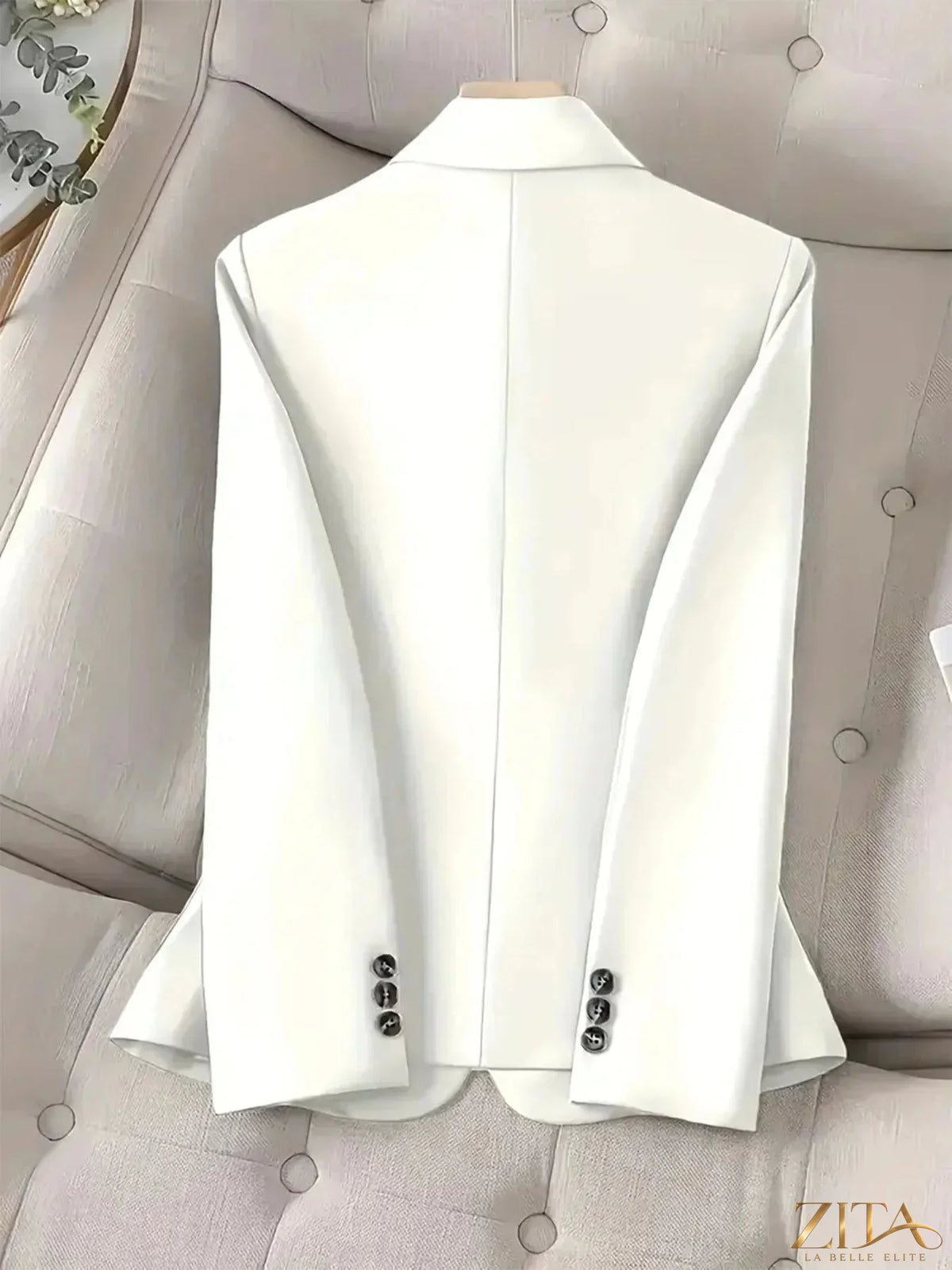 Navy one-button blazer with front pockets from Trendsi, tailored fit, featuring classic lapel and sleek design.