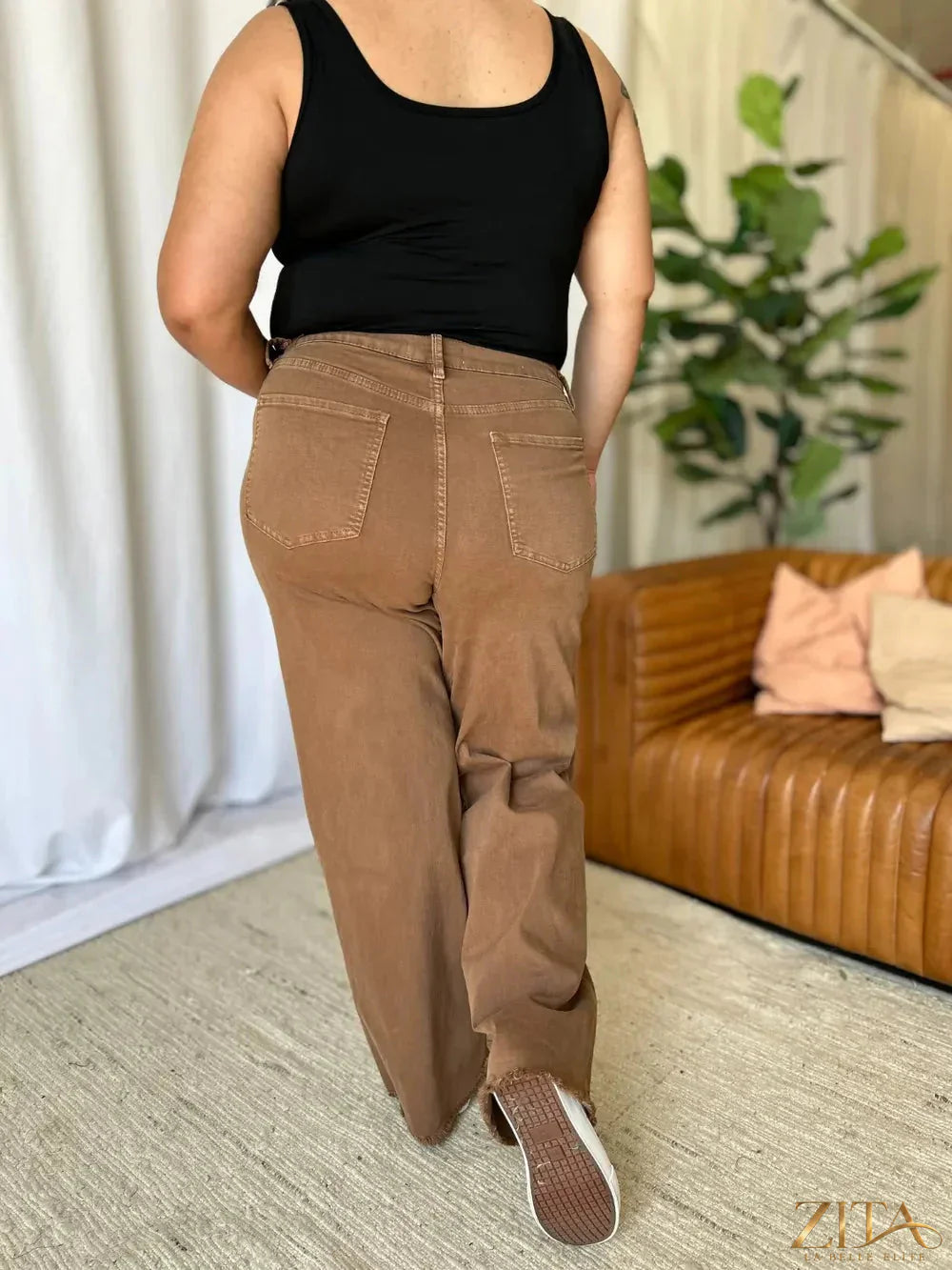 Zita La Belle Elite RFM high-rise wide-leg jeans in garment dye fabric, full size, with a relaxed fit and stylish silhouette