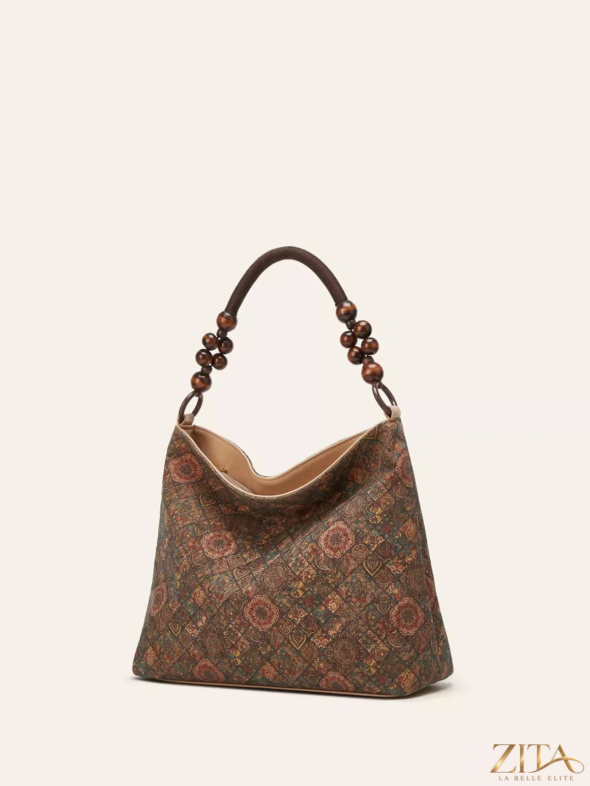 Bohemian geometric pattern hobo handbag by Zita La Belle Elite, featuring a stylish, colorful design and comfortable shoulder strap.