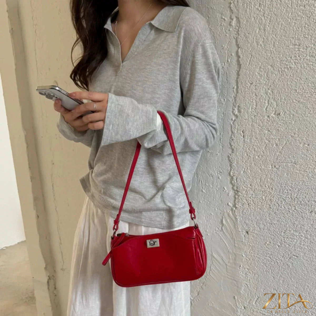 Trendsi PU leather shoulder bag with adjustable strap and sleek design, perfect for everyday use and stylish outings.