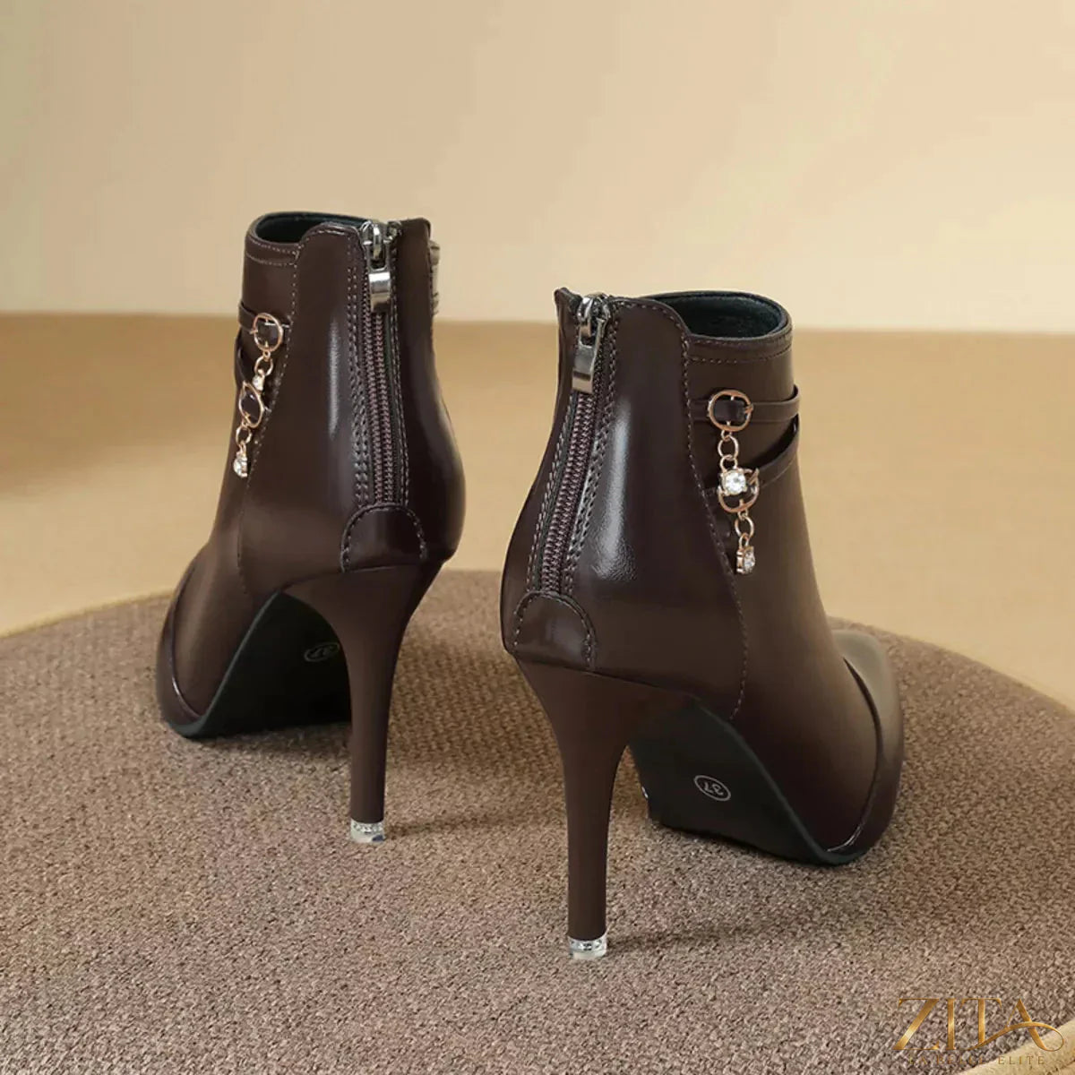 Zita La Belle Elite point toe stiletto boots in black leather with high heels and sleek design.