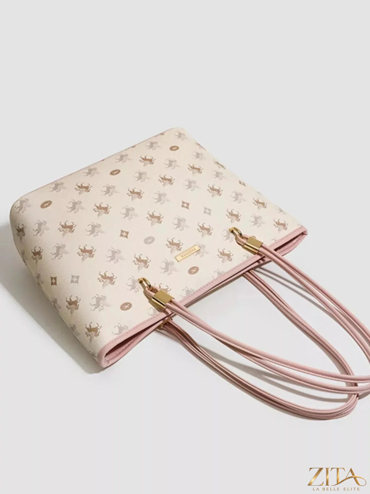 Zita La Belle Elite Pegasus print tote bag with colorful horse design and sturdy handles on a white background.