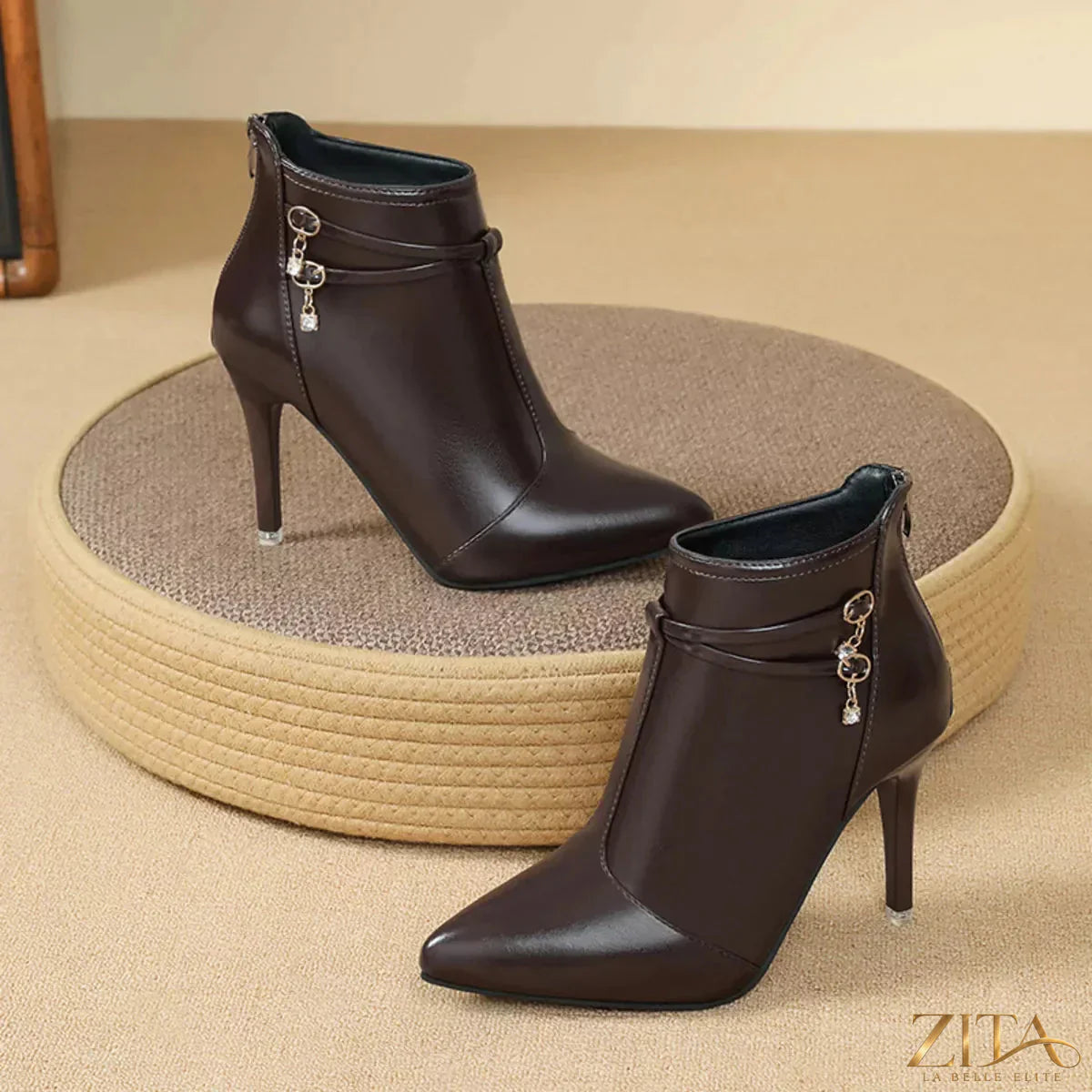 Point toe stiletto boots by Zita La Belle Elite featuring sleek design and high heels, shown on a white background.