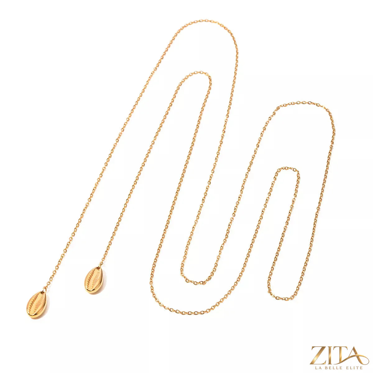 18K gold-plated Y-shaped necklace from Zita La Belle Elite, featuring a delicate chain and elegant pendant design.