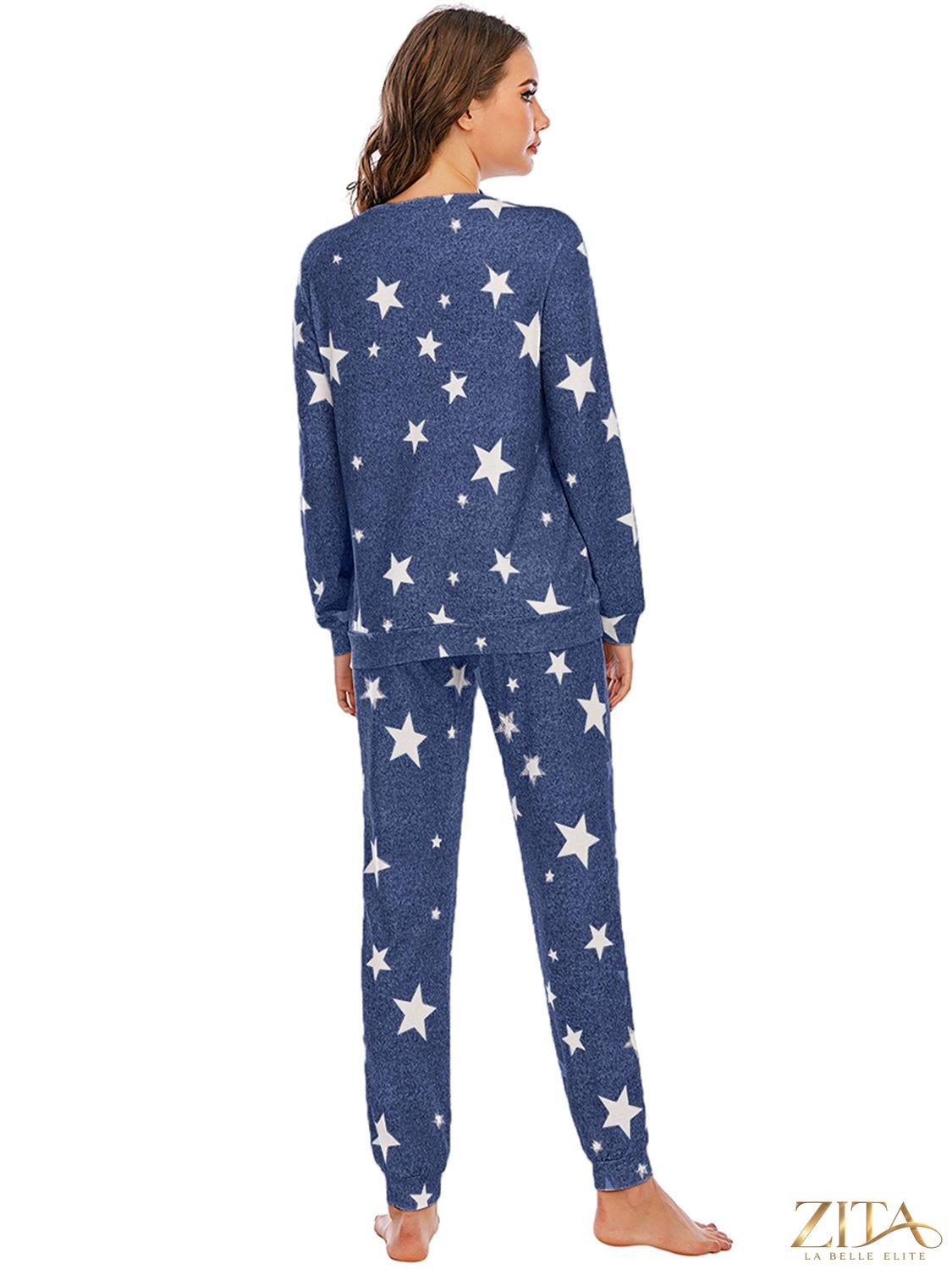 Zita La Belle Elite star print lounge set with a relaxed top and matching pants, perfect for cozy home wear.