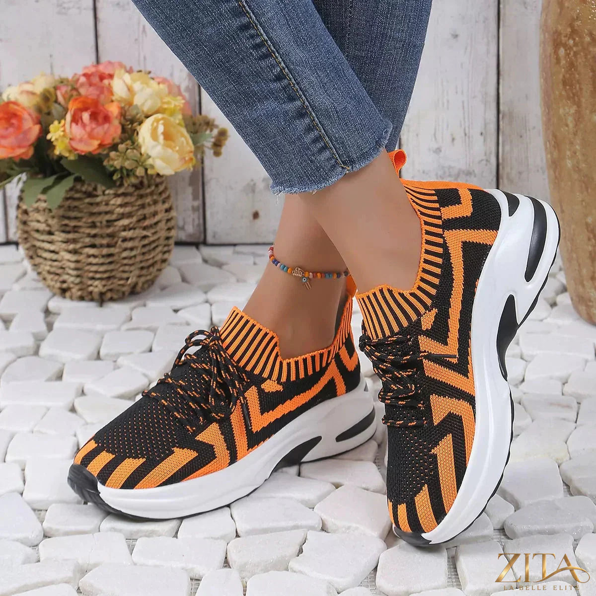 Zita La Belle Elite round toe platform sneakers with chunky soles and stylish design, perfect for casual and trendy footwear.