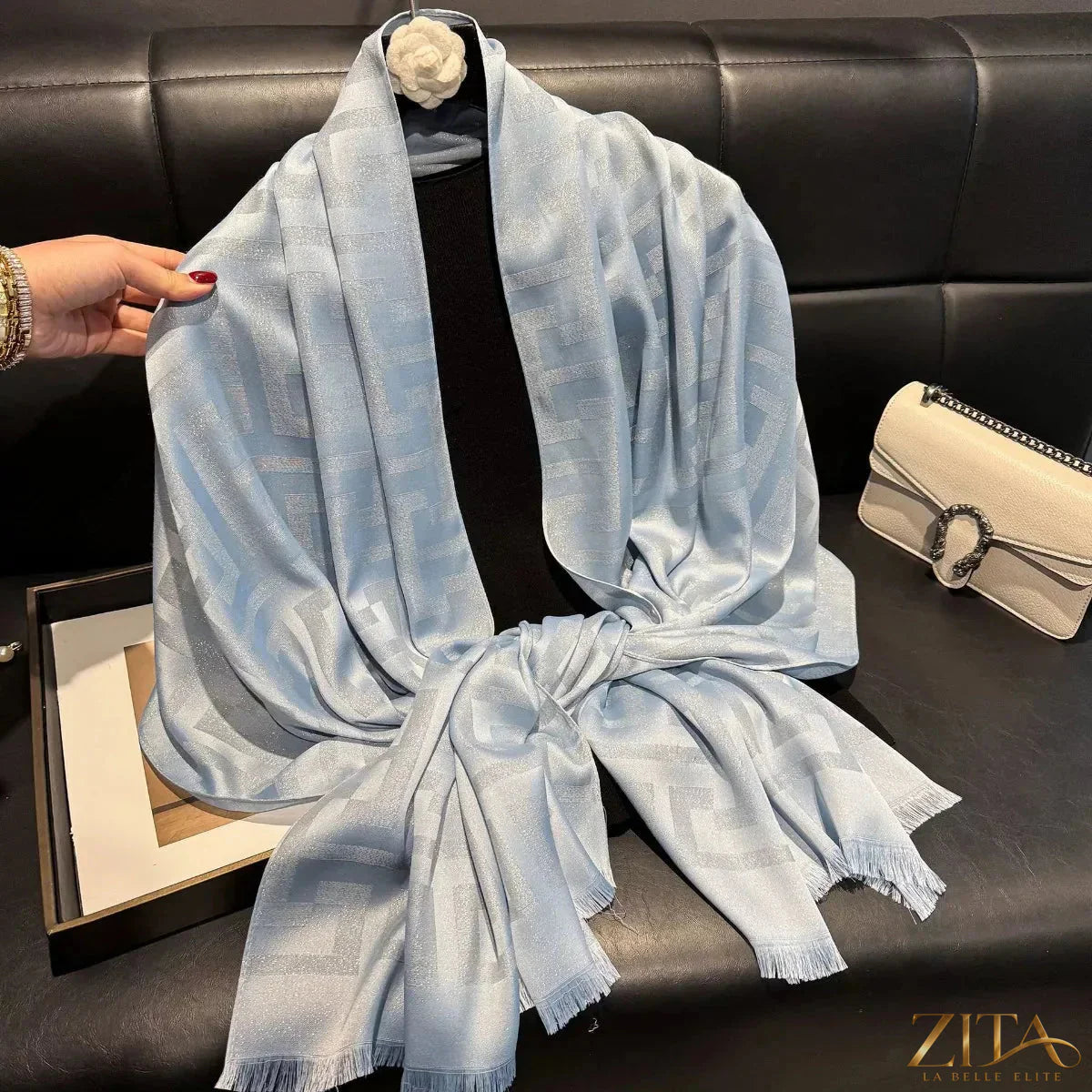 Raw hem scarf by Trendsi, featuring lightweight fabric with a raw edge design, perfect for stylish accessorizing.