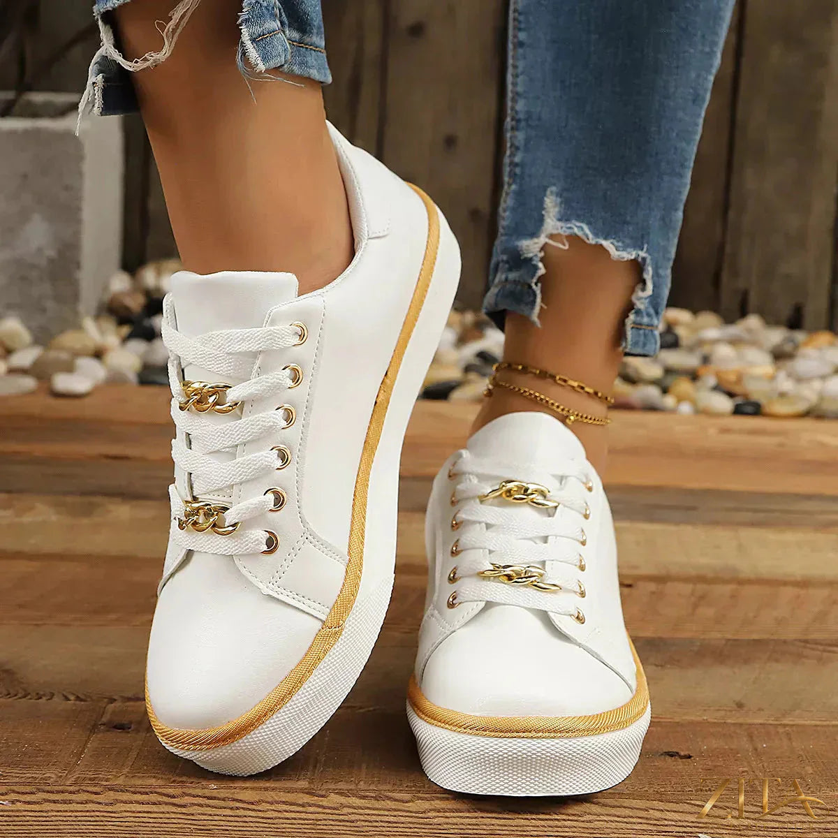 Zita La Belle Elite round toe platform sneakers with chunky soles and stylish design, perfect for casual and trendy outfits.