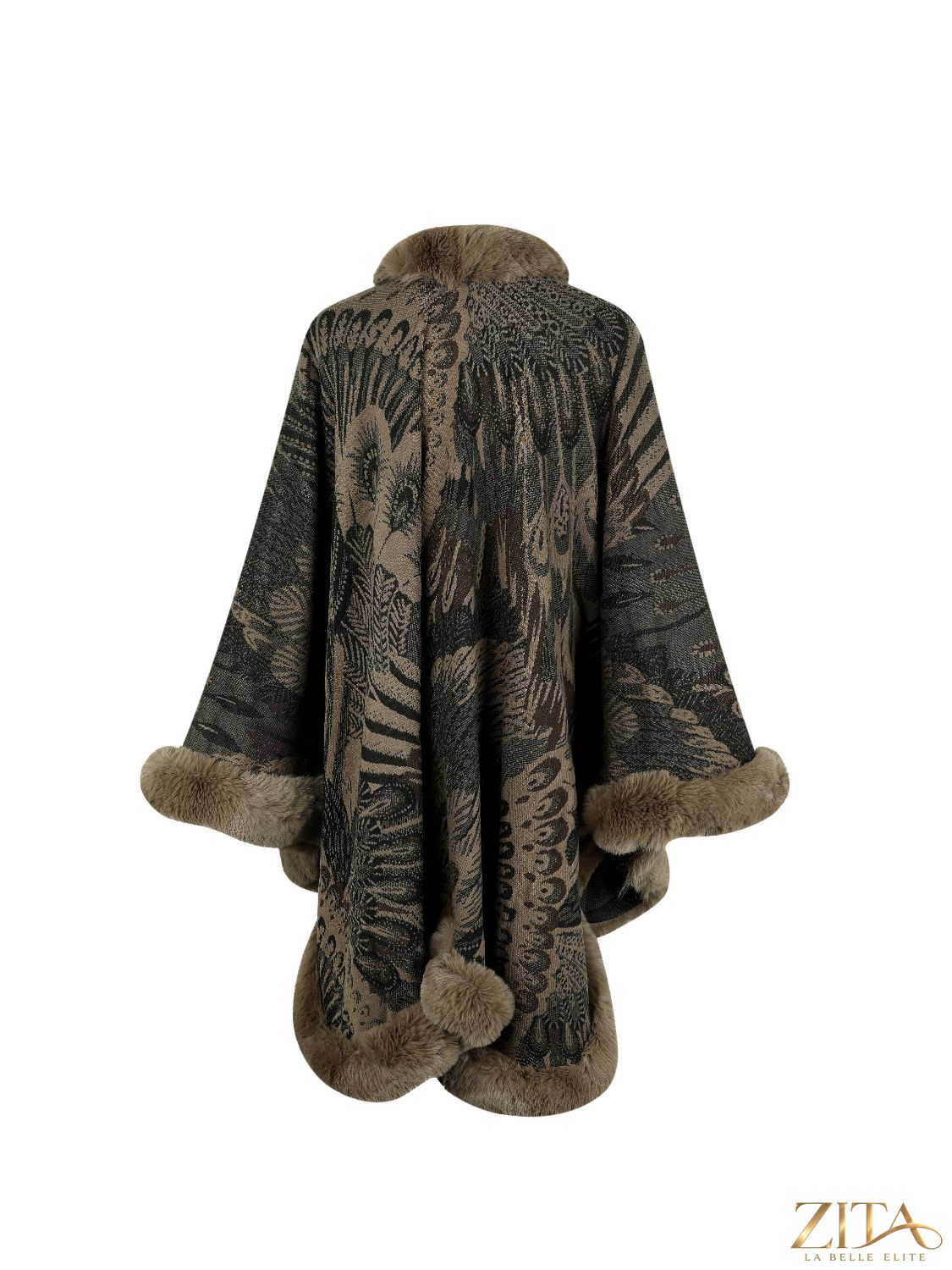 Printed open front poncho by Trendsi featuring a stylish design, lightweight fabric, and relaxed fit for casual wear.