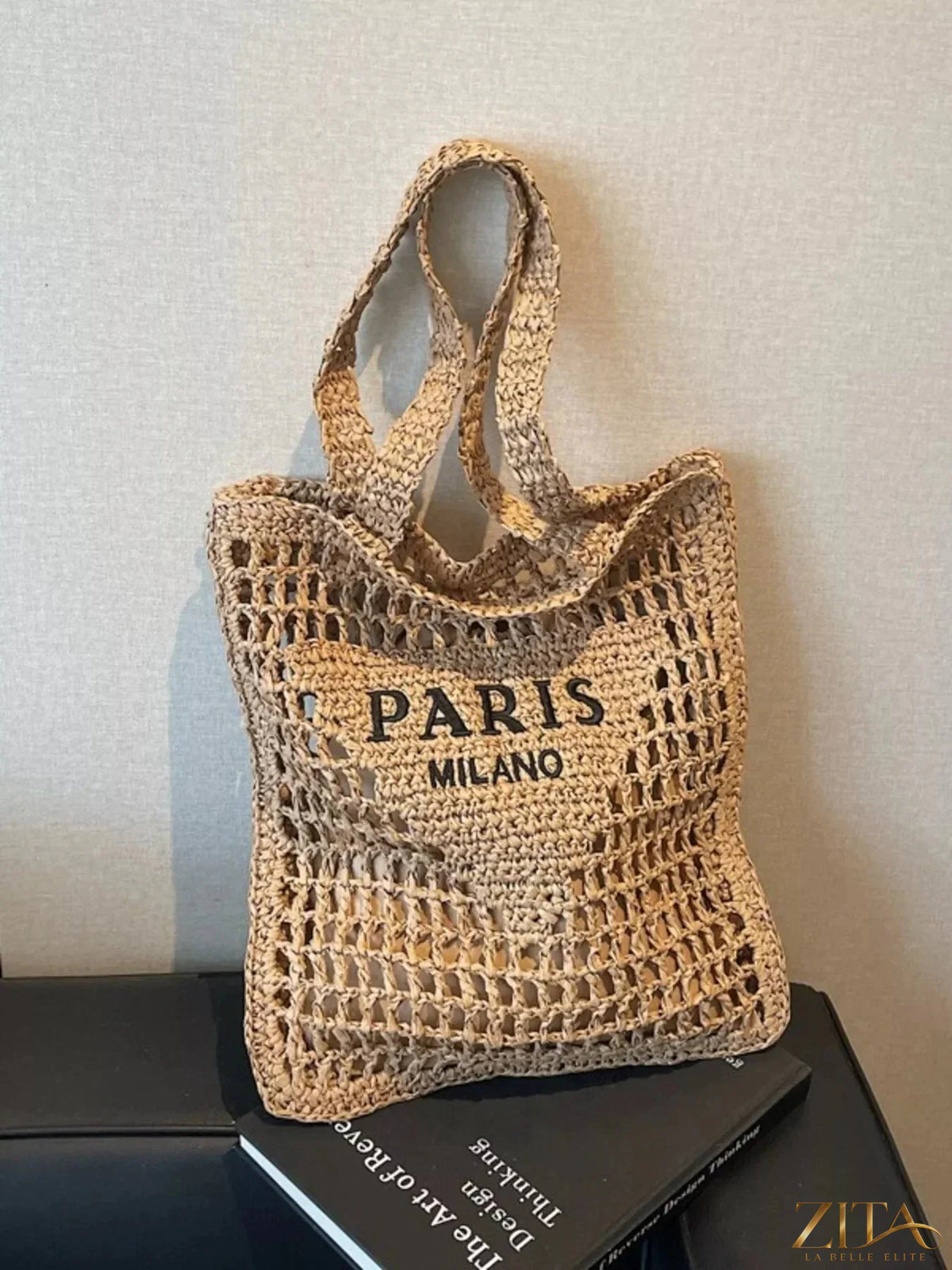 Zita La Belle Elite crochet knit shoulder bag with woven strap and textured design for casual and stylish use.