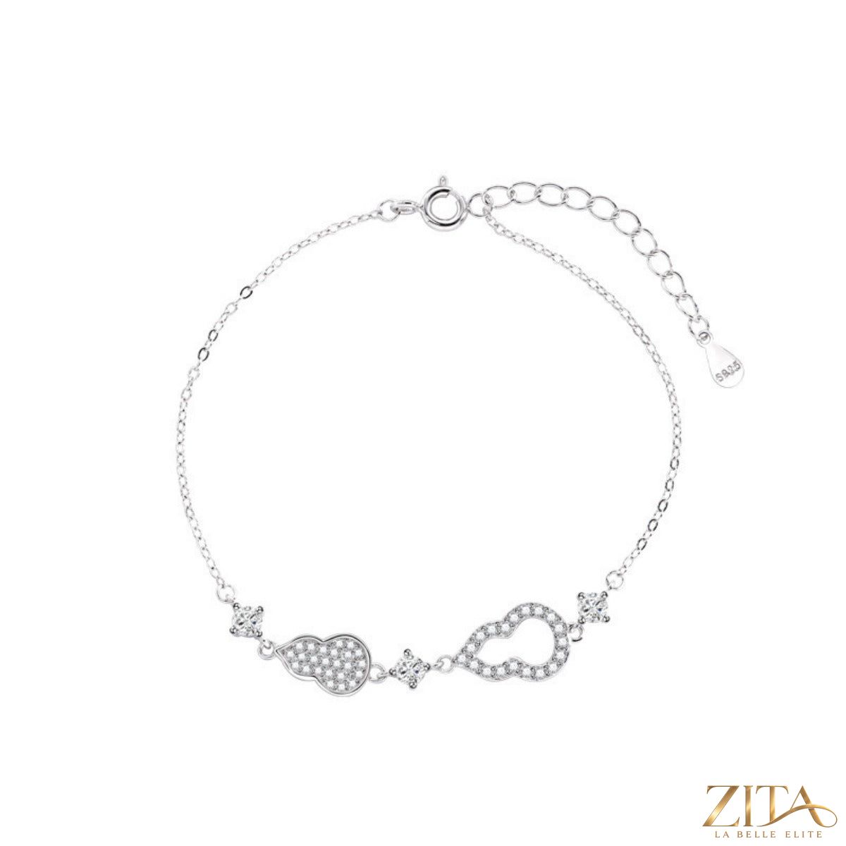 Zita La Belle Elite Zircon Gourd Adjustable Bracelet featuring sparkling zircon stones and a stylish gourd-shaped design.