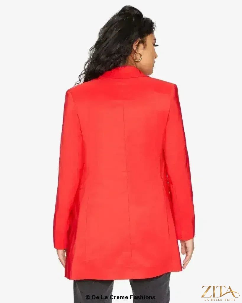 Zita La Belle Elite women's formal longline blazer with a collared design, tailored fit, and sleek professional style.