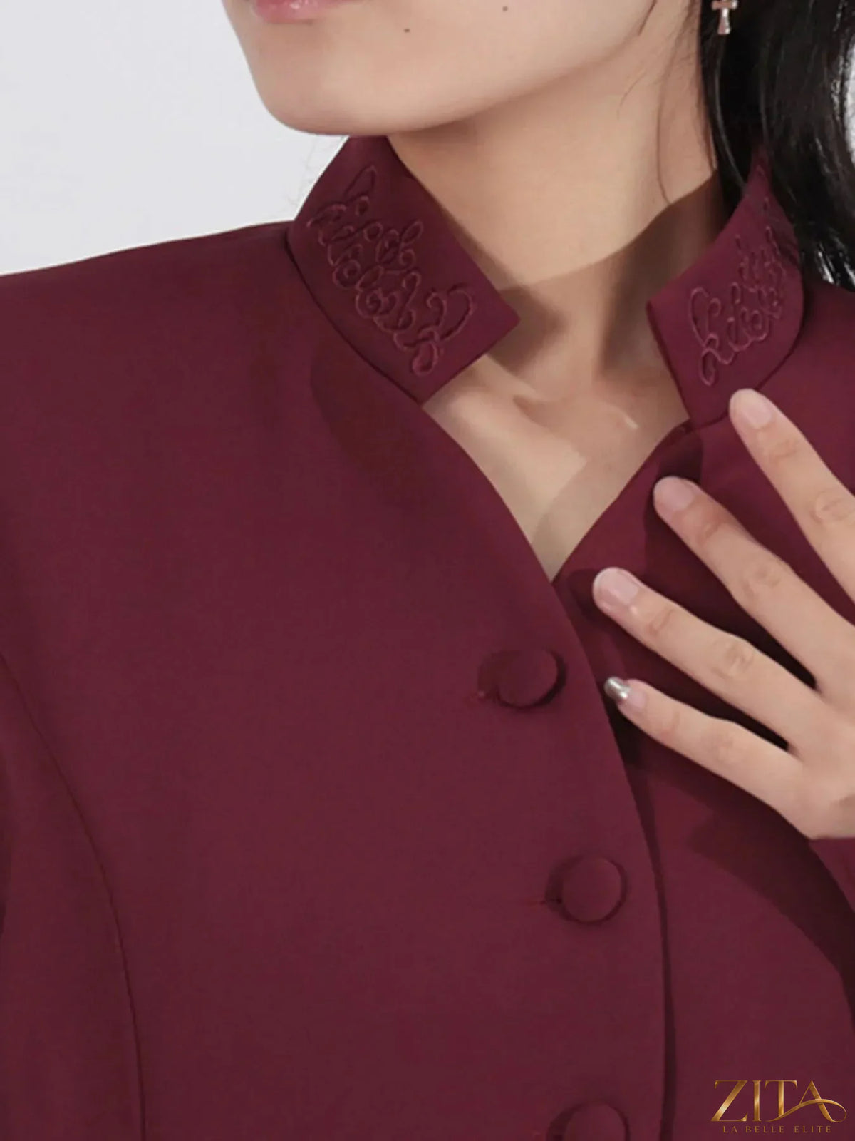 Trendsi button-up long sleeve top paired with a pleated skirt, stylish women's fashion set, in a neutral color with a tailored fit.