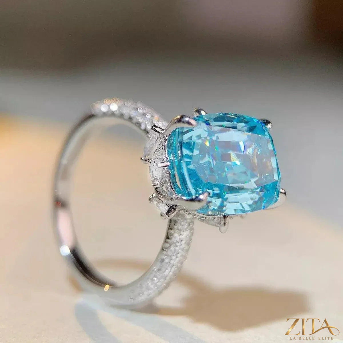 925 Sterling Silver Zircon Ring featuring sparkling cubic zirconia stones and a sleek band design.