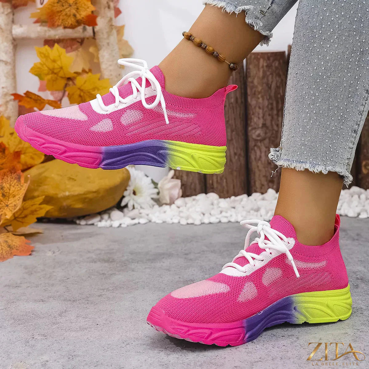 Zita La Belle Elite lace-up round toe sneakers in stylish design with white soles and classic look, perfect for casual wear.