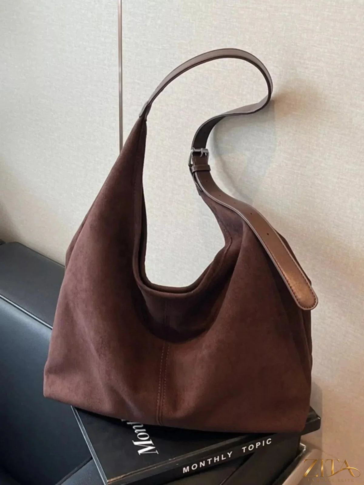 Zita La Belle Elite lightweight adjustable strap handbag with sleek design and spacious interior, shown with the strap extended.