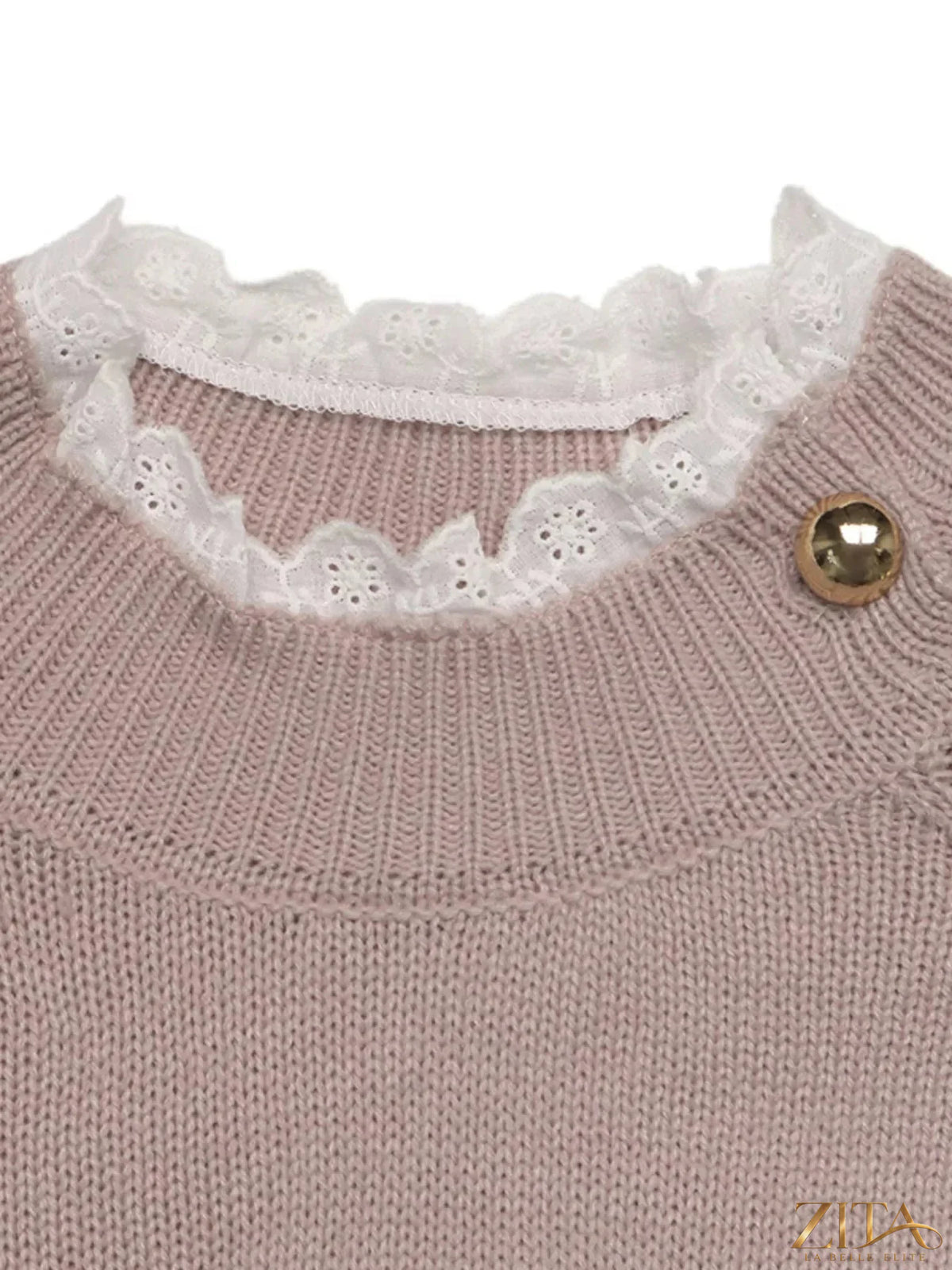 Zita La Belle Elite openwork mock neck sweater featuring a stylish, intricate knit pattern and a cozy fit.
