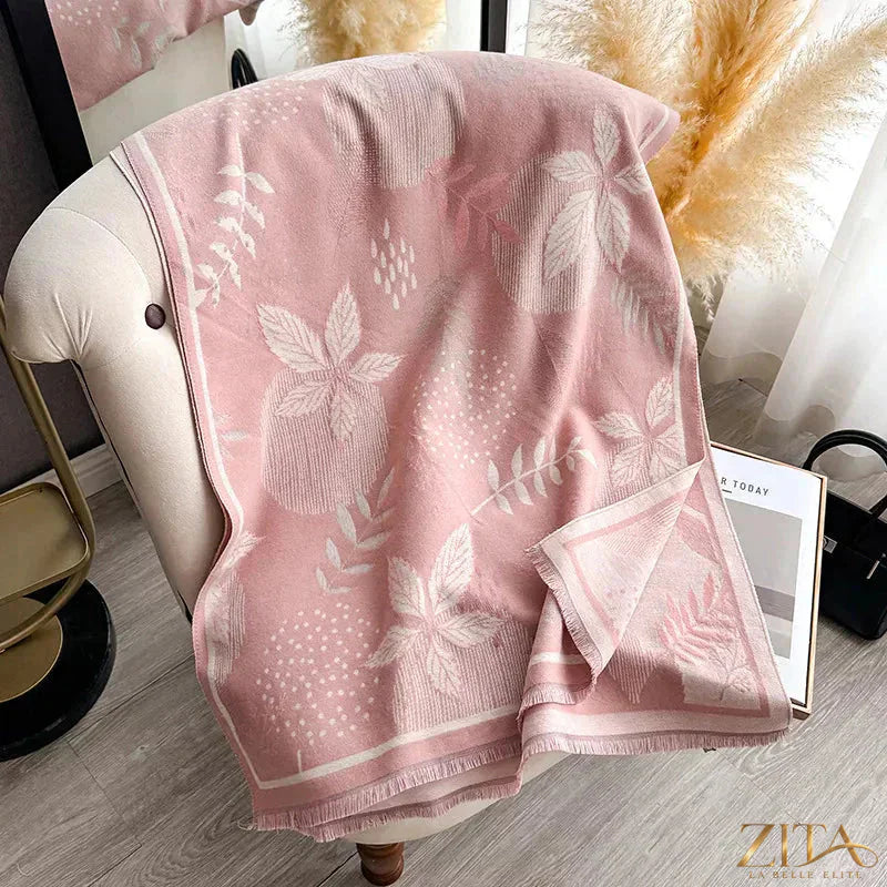Printed raw hem scarf by Zita La Belle Elite featuring lightweight fabric and stylish design.
