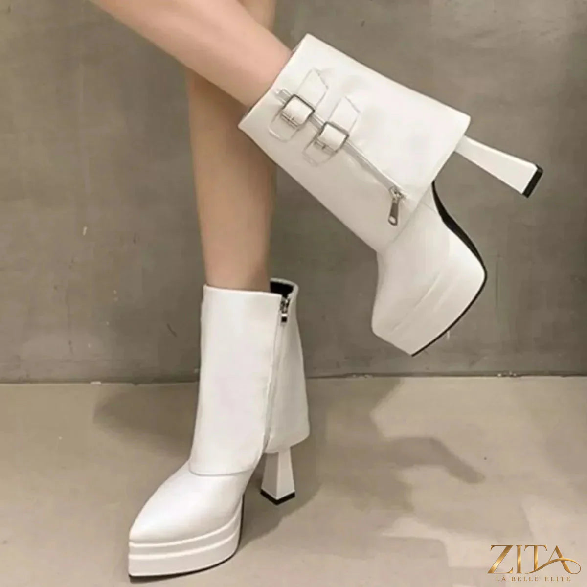 Zita La Belle Elite point toe block heel boots with sleek design and sturdy heels, perfect for stylish everyday wear.