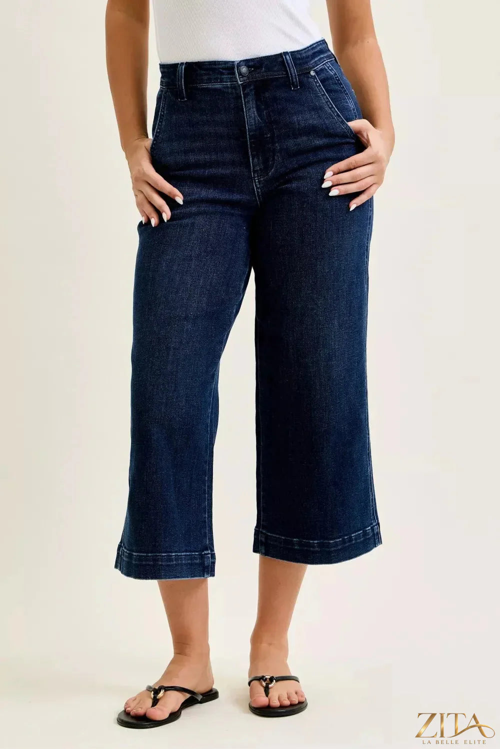 Zita La Belle Elite Judy Blue high waist ankle wide jeans with distressed details and classic five-pocket design.