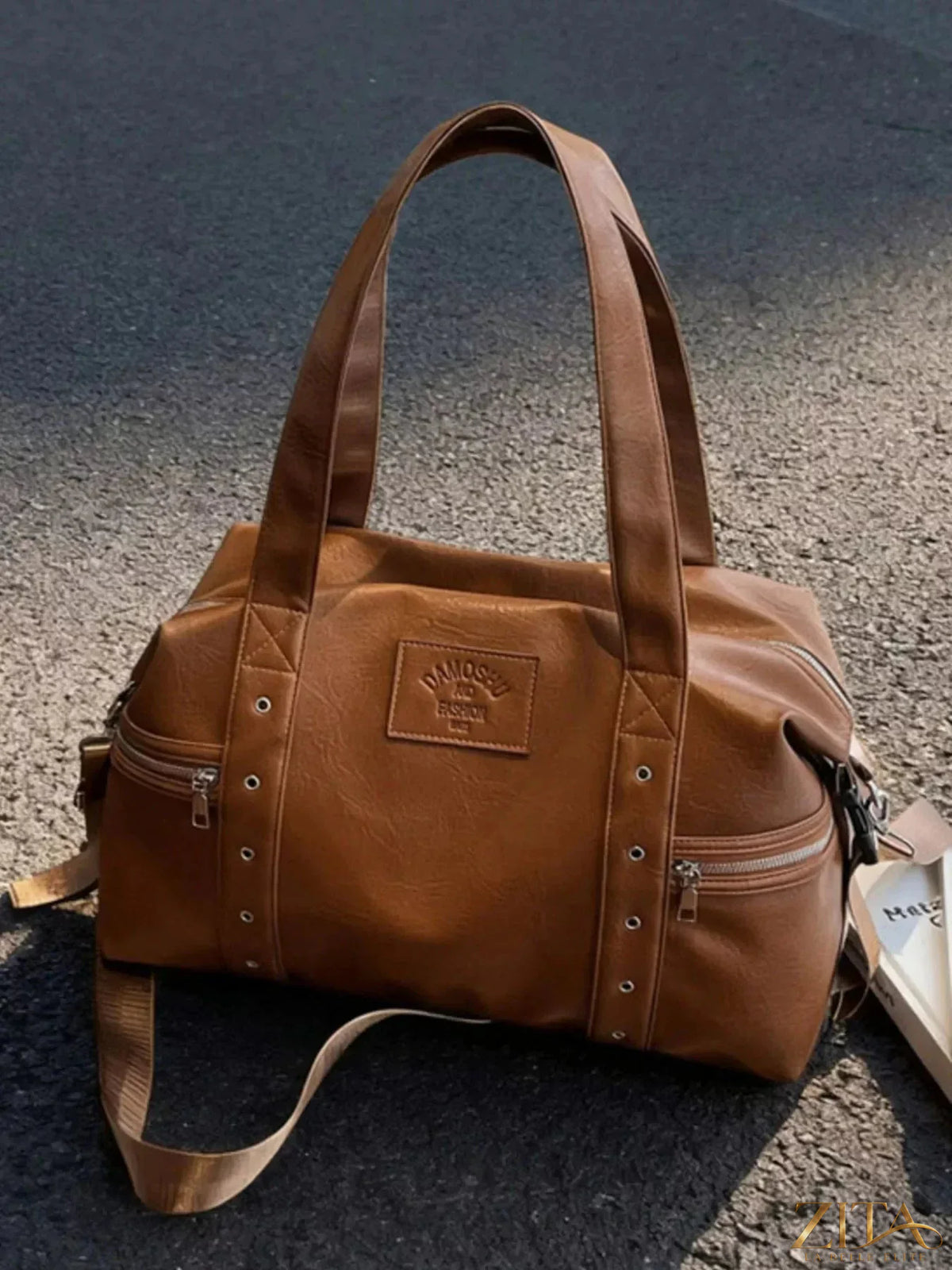 Zita La Belle Elite PU leather shoulder bag with adjustable strap and gold-tone hardware, stylish for everyday use.