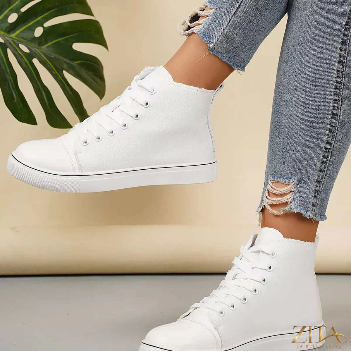 Zita La Belle Elite round toe lace-up sneakers with white sole and stylish design, perfect for casual wear.