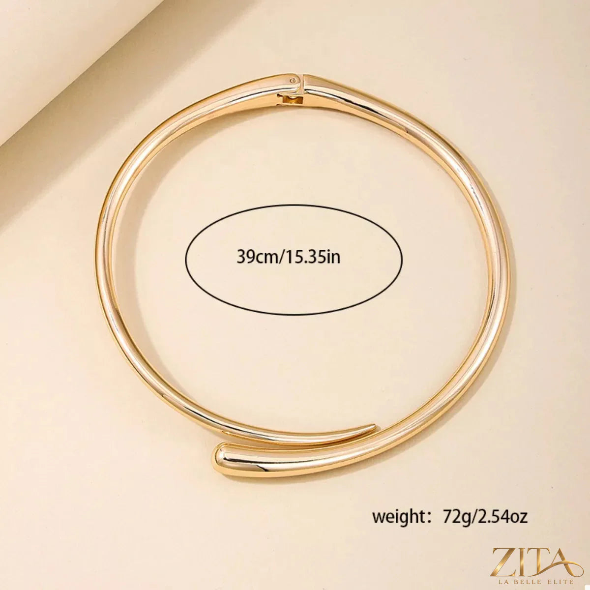 18K gold-plated alloy adjustable necklace with delicate chain and elegant pendant from Zita La Belle Elite.