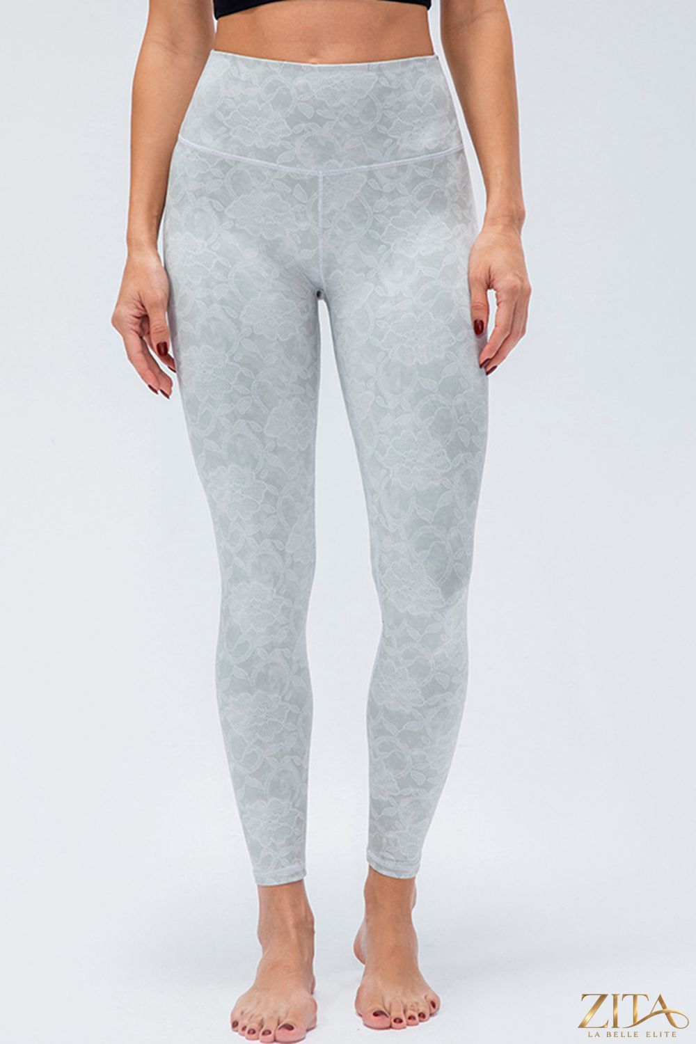 Black wide waistband slim fit active leggings from Trendsi, designed for comfort and flexibility during workouts.