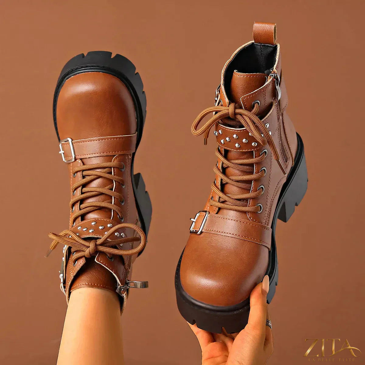 Trendsi round toe block heel boots featuring a sleek design and sturdy heel, perfect for stylish everyday wear.
