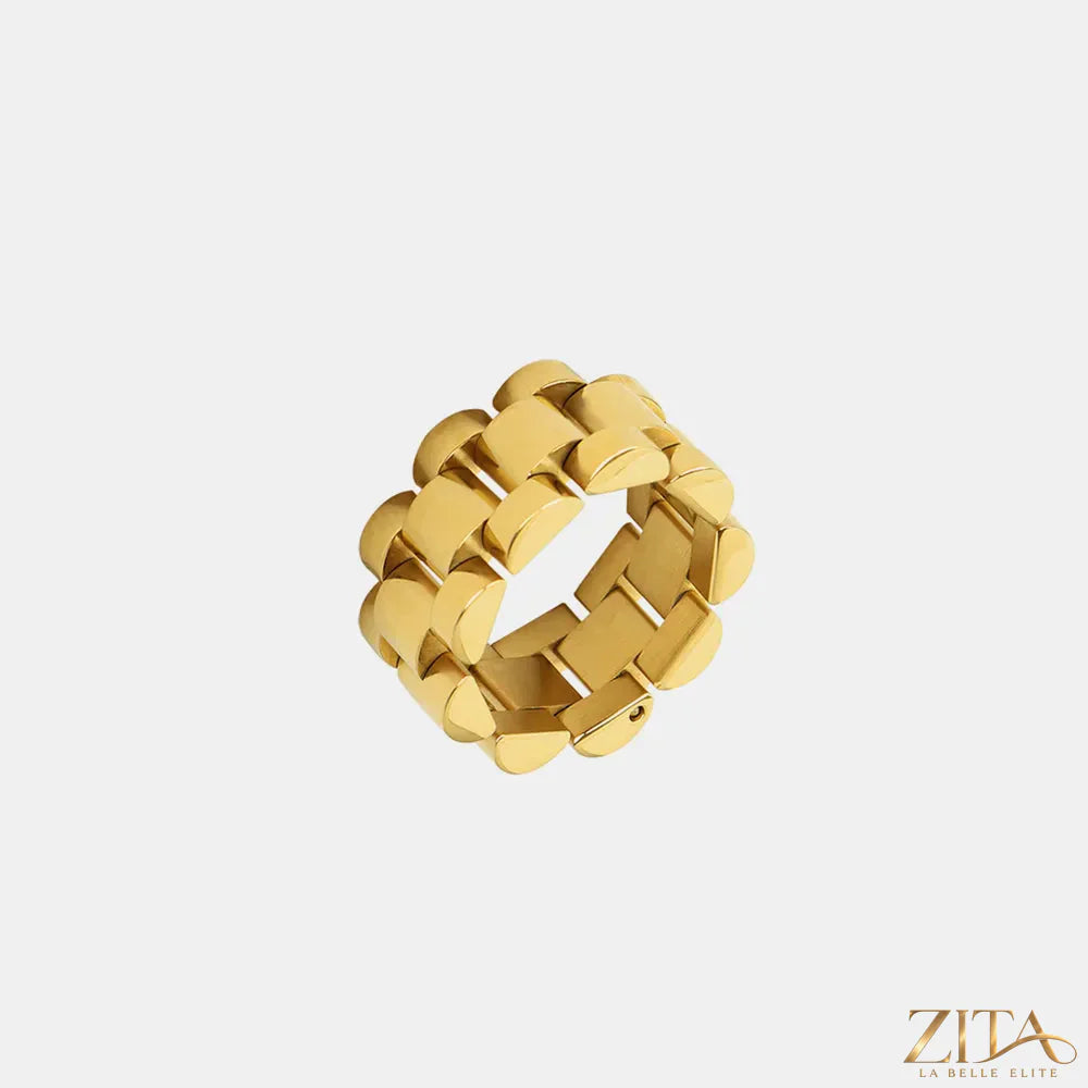 Plated titanium steel ring from Zita La Belle Elite with a sleek, polished finish and minimalist design for elegant wear.