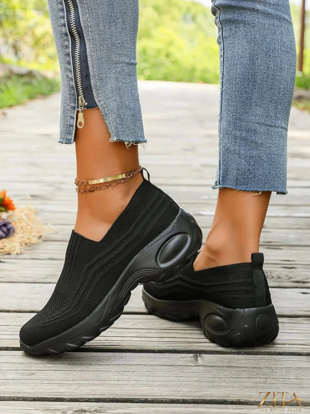 Zita La Belle Elite round toe mesh sneakers with breathable design and lace-up closure, stylish athletic footwear for women.