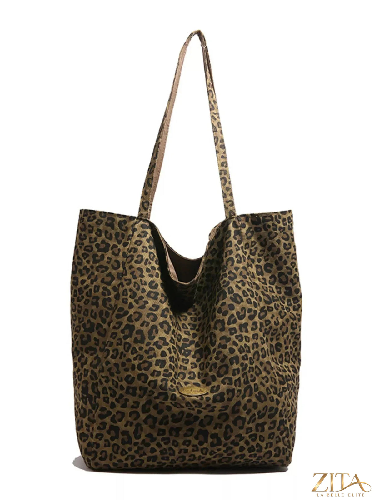 Leopard print casual tote bag by Zita La Belle Elite with sturdy handles and spacious interior, ideal for everyday use.