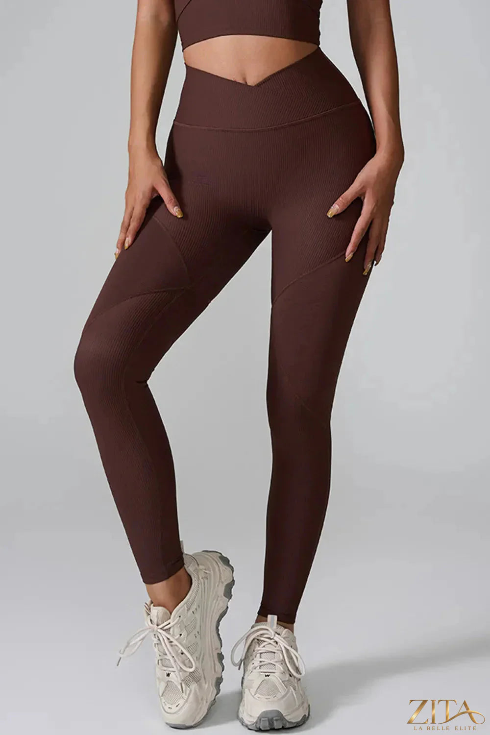 High waist active leggings from Trendsi featuring a snug fit, stretchy fabric, and a sleek design for workout and casual wear.