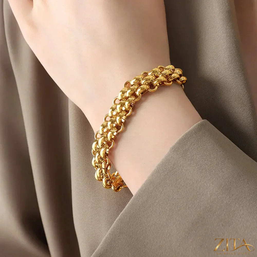 Gold-plated toggle clasp bracelet by Zita La Belle Elite with elegant design and smooth finish, perfect for stylish jewelry accessories.