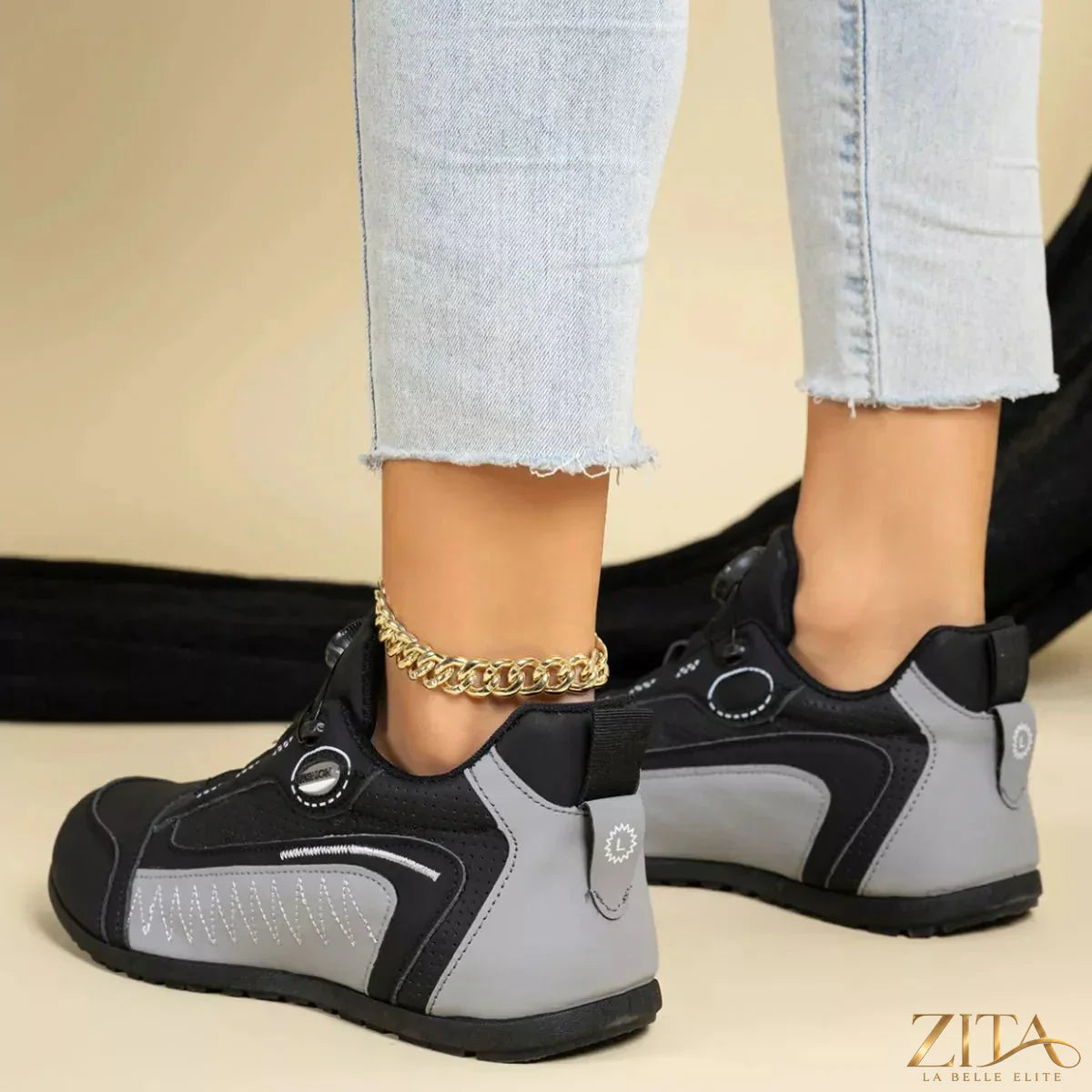 Zita La Belle Elite round toe lace-up sneakers with white soles and stylish design, ideal for casual wear.