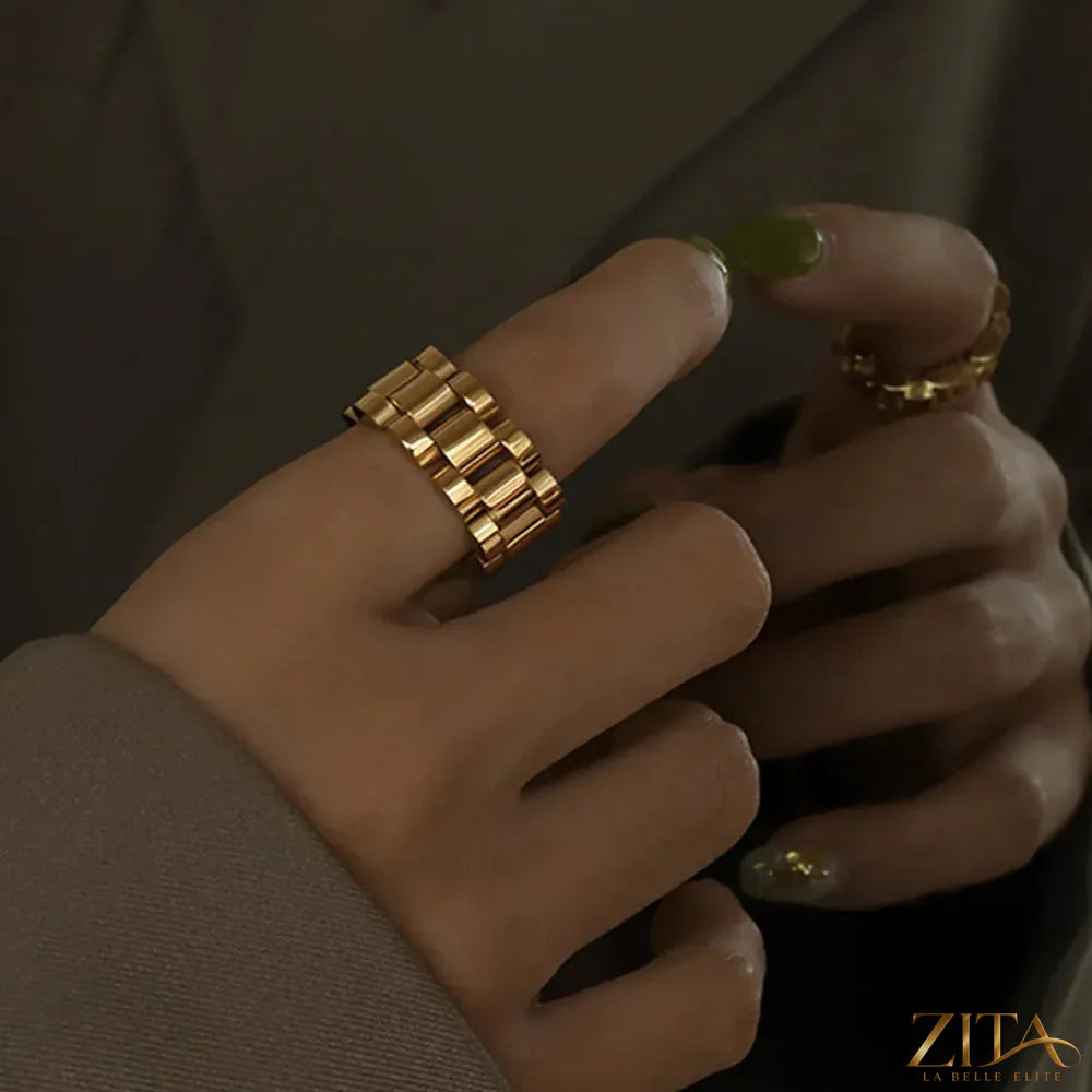 Shiny plated titanium steel ring from Zita La Belle Elite with a sleek, polished finish and smooth band design.